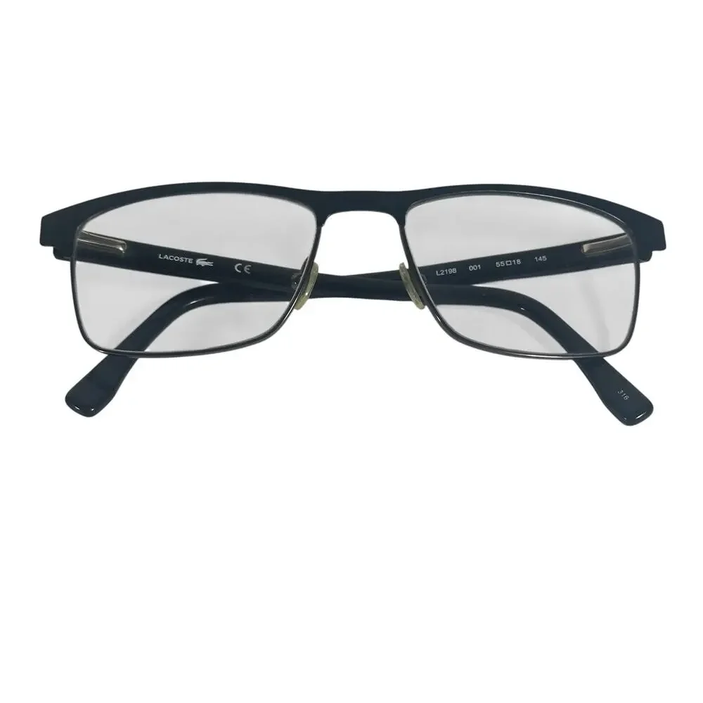 Lacoste L2198 Eyeglasses Black Semi Rim Rectangular 55-18-145 unisex